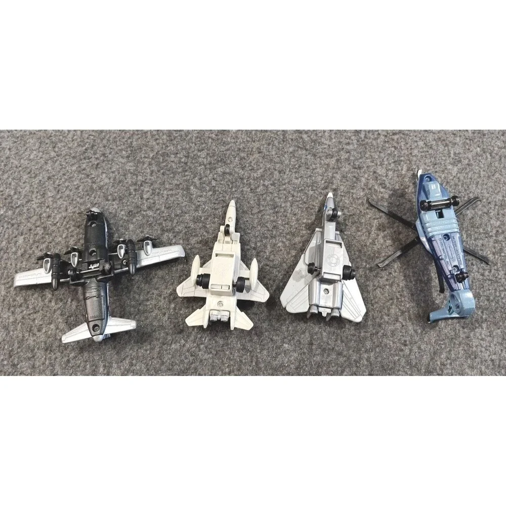 Die Cast Transport Plane, 2 Fighters & Military Helicopter Lot of 4 Mattel